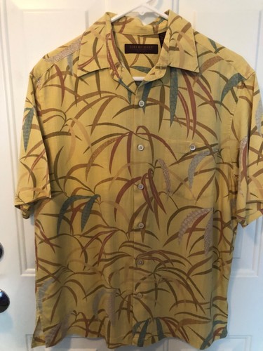 Tori Richard  S Yellow Silk Blend Hawaiian Men's Shirt