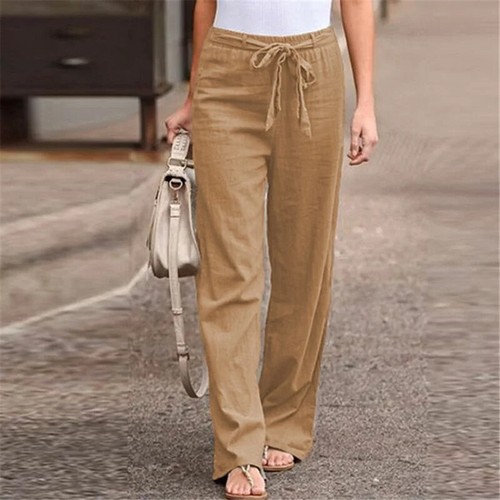 Women Cotton Linen Casual Pants Summer Fashion Drawstring Elastic Waist Loose... - Picture 22 of 29