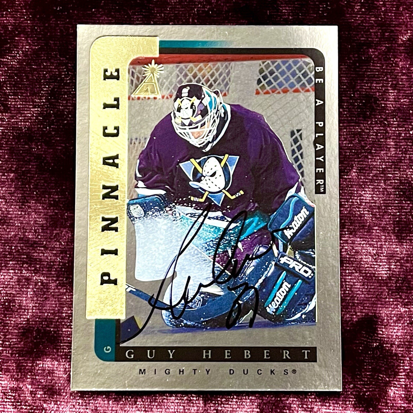Guy Hebert 1996 Pinnacle BAP On-Card Auto MINT San Jose Sharks Legends Jersey SP