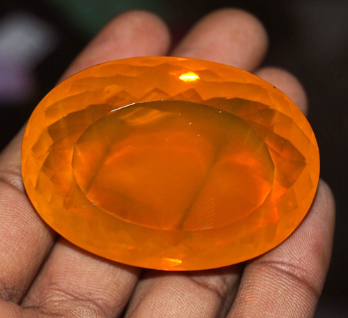 Opale arancione naturale 315,70 ct taglio ovale Welo pietra preziosa certificata GIE australiana - Foto 6 di 10