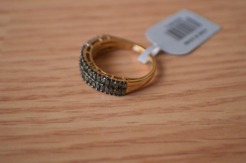 1.00ct Green Diamond Half Eternity Ring 14k Yellow Gold over Fine Silver Size 8 - Picture 13 of 14