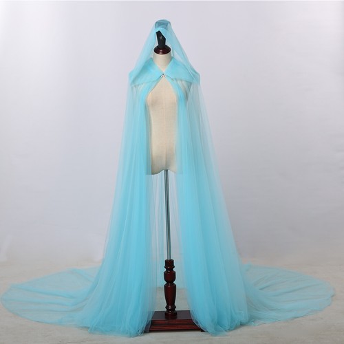 Women Gothic Hooded Cloak Bridal Cloak Chapel Wedding Tulle Elf Gothic Cape - Picture 30 of 48