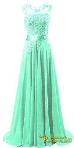 Chiffon Bridesmaid Dress Long Evening Wedding Party Ball Gown Prom Dresses - Picture 11 of 18