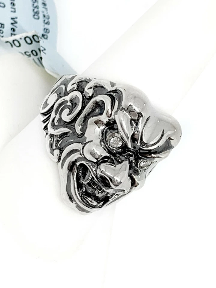 Máscara de guerreiro japonês com anel de diamantes prata esterlina Stephen Webster - Imagem 3 de 4