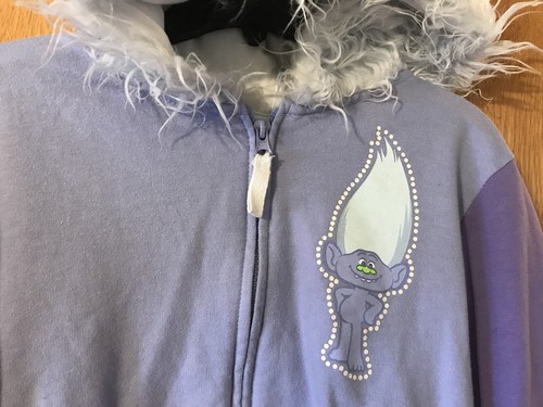 DREAMWORKS TROLLS GUY DIAMOND GIRLS JACKET WITH FURRY HOOD SIZE: LARGE 10-12 - Picture 2 of 9