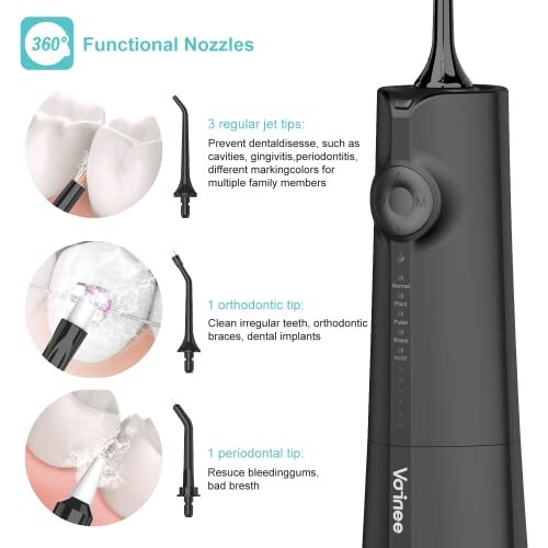 Voinee Care Water Dental Flosser Cordless for Teeth 5 Modes 6 Levels Teeth - Picture 5 of 5