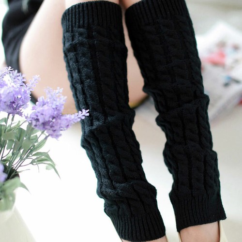 Women Ladies Retro Winter Warm Leg Warmers Cable Knit Knitted Crochet Long Socks - Bild 11 von 15