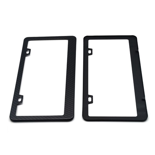 Carbon Fiber Car License Plate Frame Tag Cover & 2 Screw Caps Kit Accessories - Foto 11 di 13