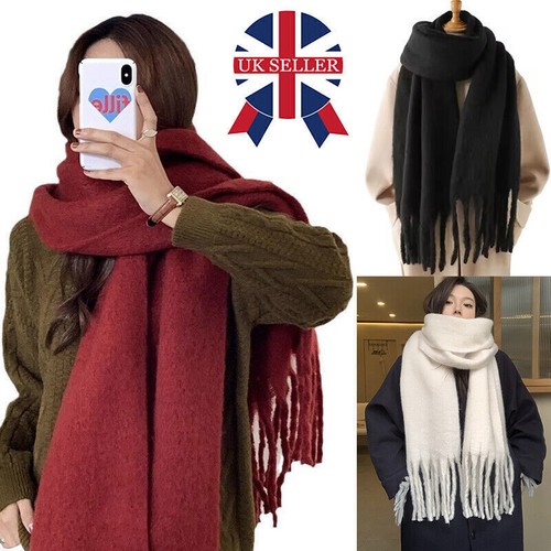 Warmer Luxus Halstuchals groß lang weich dick Mohair Wollschal Schal Winter UK*/ - Bild 8 von 26