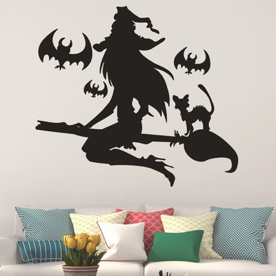 Us Witch Bat Broom Wall Decal Stickers Removable Mural Bat Broom Wall Decal Stickers Removable