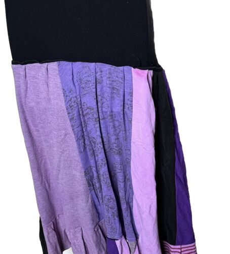Vestido sin mangas Anne Aspirations acolchado trabajo vanguardista boho retazos púrpura estampados mixtos - Imagen 9 de 17