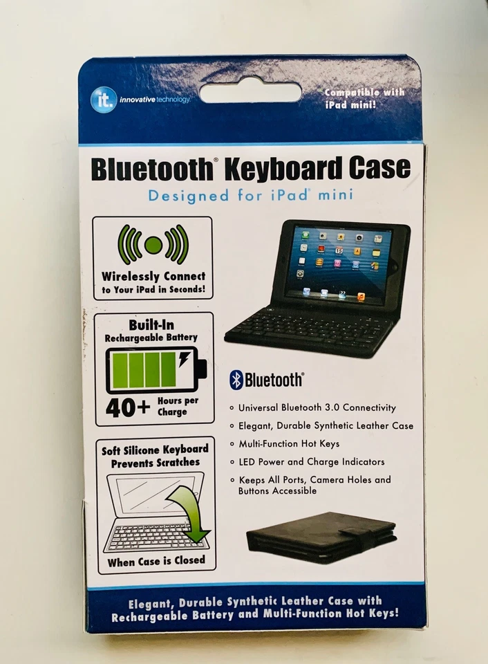 Bluetooh Keyboard Black case Design for iPad mini Innovative Technology New - Image 2 of 2