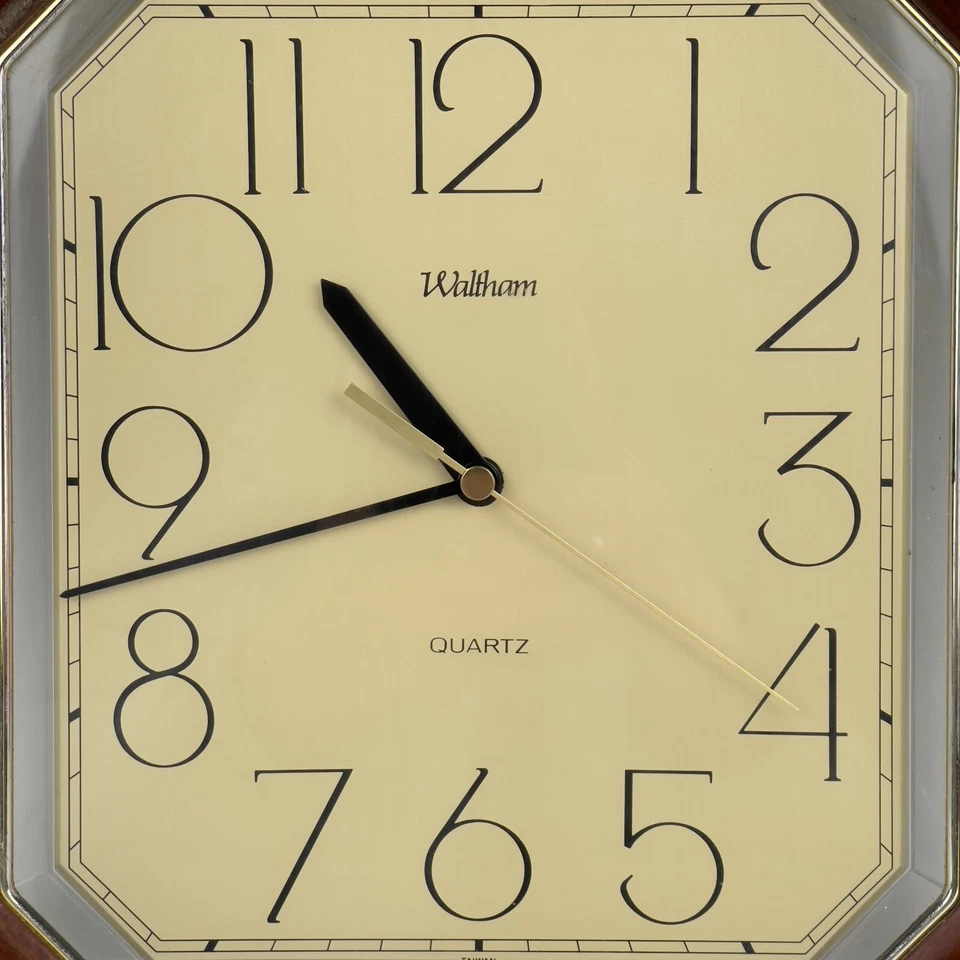 Reloj de Pared Waltham Vintage Marrón Doble Pantalla Analógica Cuarzo Funciona con Pilas Foto 3 de 4