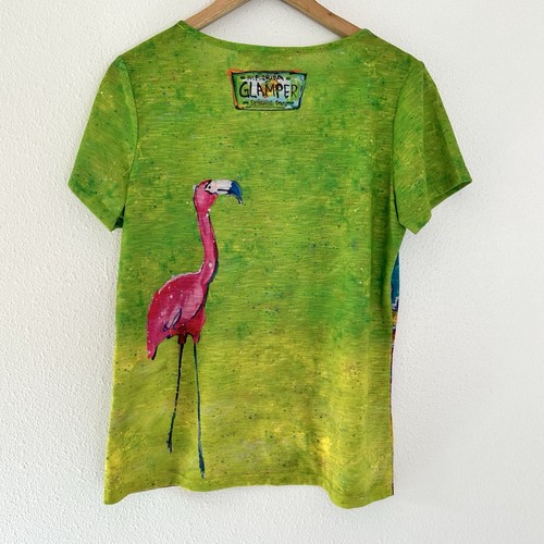 Leoma Lovegrove Beach Theme Print Top Womens Petite Medium Flamingo Camper - Picture 5 of 6