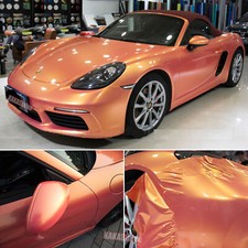 50FT Flat Orange Chameleon Coral Full Car Wrap Pearl Metal Vinyl Hood Sticker BO