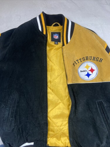 Pittsburgh Steelers Chaqueta de Cuero Gamuza Vintage Talla M NFL Casco de Bombardero ¡RARO! - Imagen 10 de 18