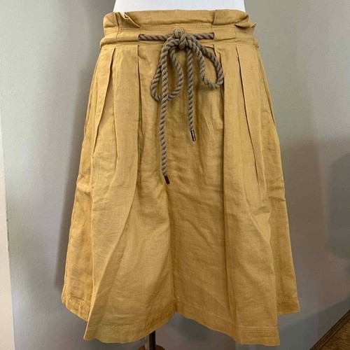 LOFT Skirt Womens Size 6 Mustard Yellow Gold Paperbag Waist A-line Rope Belt - Picture 3 of 6