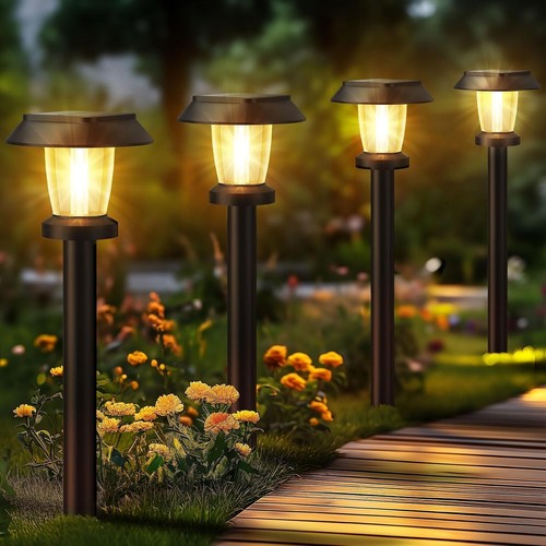 Solar Pathway Lights Outdoor - 8 Pack Solar Powered Garden Lights Waterproof