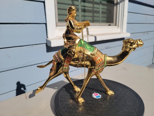 Art Deco Sculpture Arabian Man On Camel Jewel Encrusted 11.5 Inch X 10 Inch - Picture 6 of 24