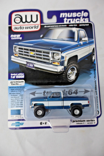 AUTO WORLD MUSCLE TRUCKS 1978 CHEVROLET SILVERADO K10 FLEETSIDE BLUE/WHITE