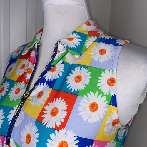 Ivy Lane Retro Daisy Print Sleeveless Dress Size PS Small  0005 - Picture 6 of 12