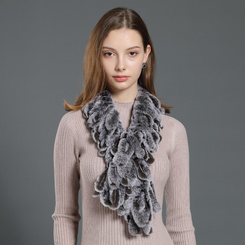 100% Real Rex Rabbit Fur Scarf Winter Warm Neckerchief Collar Travel 100*16cm - Picture 32 of 36