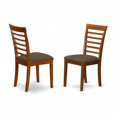 Set of 4 Milan dinette kitchen dining chairs w/ plain wood seat in mahogany - Picture 4 of 11