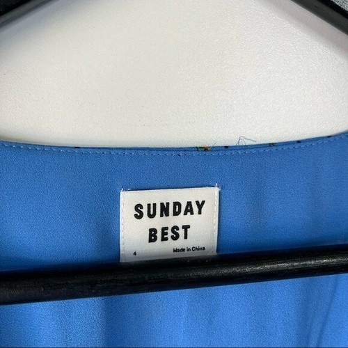 Sunday Best aritzia blue floral savoy ruffle short sleeve wrap dress 4 - Picture 3 of 5