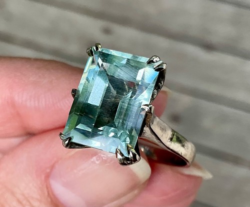 8.00 Carat Aquamarine Ring 14K White Gold