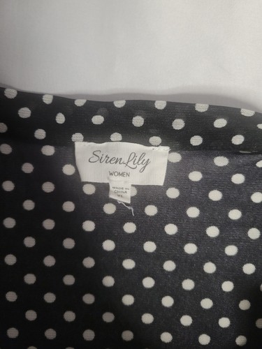 Siren Lily Black/White Sheer Polka Dot Button Up Blouse (Size XL) - Picture 3 of 5
