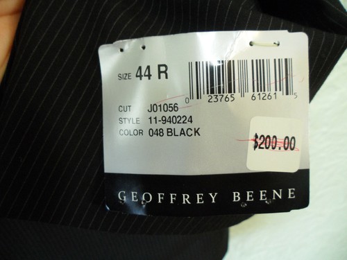 Abrigo deportivo para hombre Geoffrey Beene traje chaqueta 44R negro con rayas nuevo con etiquetas $200 - Imagen 8 de 12