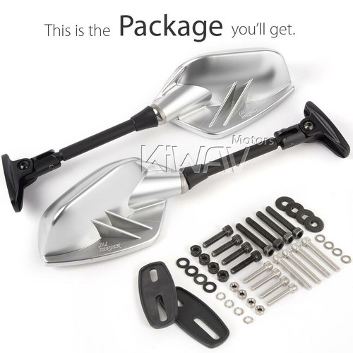 VAWiK Custom mirrors silver FIN pair fits Ducati 899 959 1199 1299 Panigale ε - Picture 7 of 7