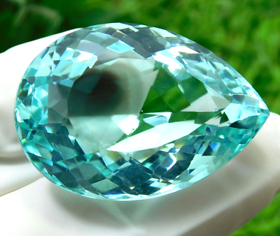 110.90 Ct. Pear Cut Santa Maria Blue Aquamarine Faceted