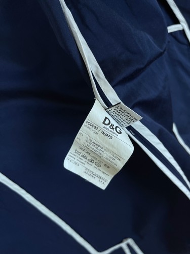 Authentic Men's DOLCE & GABBANA Shimmer Trench Coat Navy Blue Size 46 / S - Picture 9 of 22