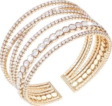 Suyi Rhinestone Bracelet Multilayer Gold Cuff Bracelet for Women Crystal Brai...