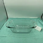 Anchor Hocking USA Clear Glass Loaf Pan w/Handles 5”x9” 1.5 qt Vintage