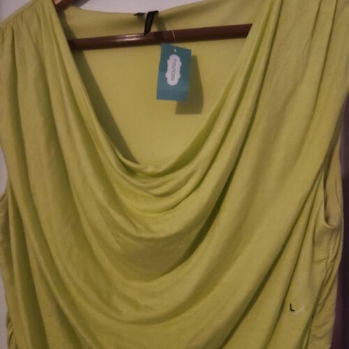 NEW Maurices Womens Neon Green Yellow Sleeveless Blouse Lightweight Sz Lg NWT - Picture 2 of 5