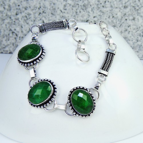 Ausdrucksstarke Damen-Armband Smaragd Edelsteine Filled Sterling Silber 925 - Bild 3 von 3