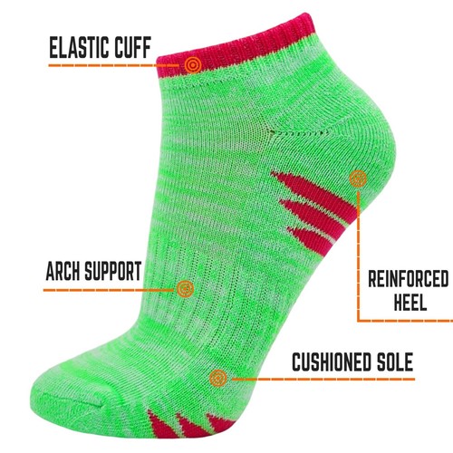 Ladies Trainer Socks Low Cut Cushioned Sole Running Athletic Sportswear 6 Pairs - Picture 8 of 12
