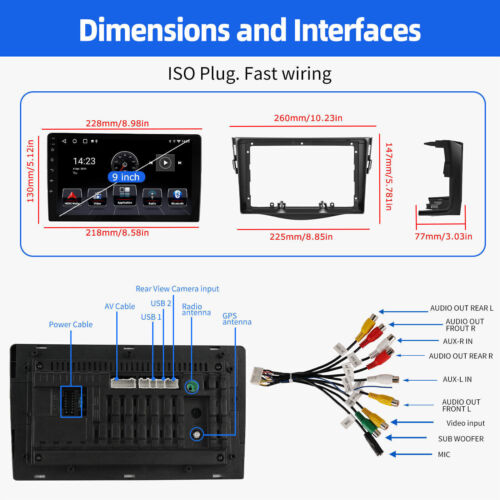 9" For 2006-2012 Toyota RAV4 Apple Carplay Android 13 Car Stereo Radio GPS +CAM - Picture 15 of 17
