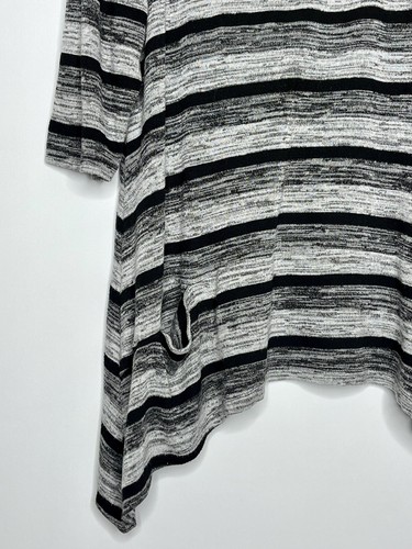 Virtuelle TS Size S 16 Women's Top Grey Marle Stripe Stretch Hanky Hem Tunic - Picture 3 of 10