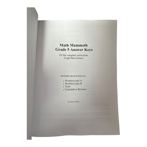 Math Mammoth Grade 5 Answer Keys~Light Blue Series~by Maria Miller 6/2019 PB NEW - Picture 2 of 8