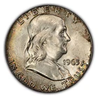 1963 50c Franklin Silver Half Dollar - Neon Rim Toning - BU - SKU-H2434