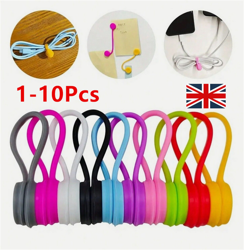 1-10Pcs Reusable Silicone Twist Ties, Magnetic Cable Ties with Strong Magnet UK - 第 4/23 張圖片