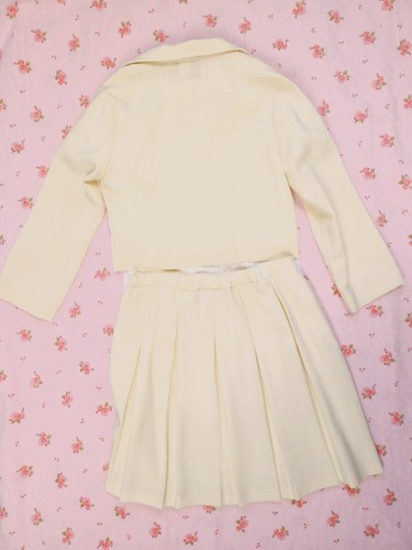 Russie Vintage 80s 3 Piece Dress Set Pastel Yellow Suit Skirt Blouse Girls 6x - Picture 14 of 19
