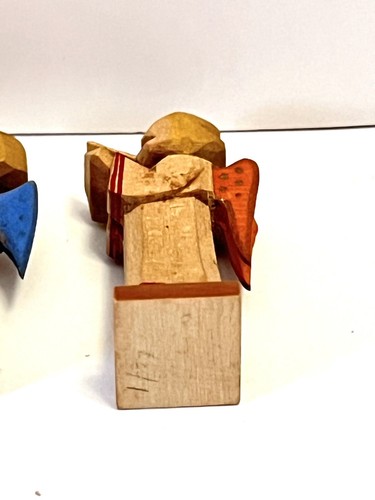 Lot Of Three Small Vintage Erzgebirge Wooden Angels - One Has Broken Wing - Picture 18 of 18