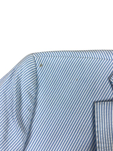 Saks Mens Seersucker Blazer Cotton Striped Trim Slim Fit Light Blue 38R - Picture 3 of 6