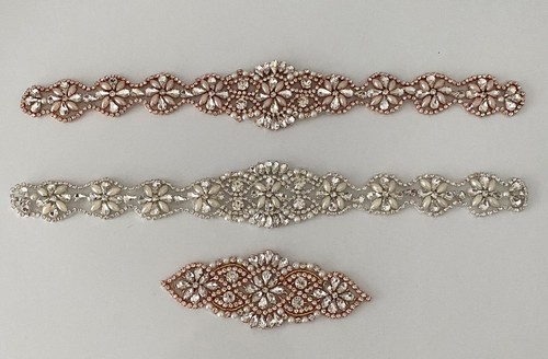 Bundle 3pcs Iron on Rhinestones embellishment motif crystal beads applique patch - 第 1/14 張圖片