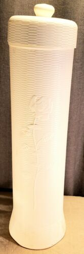 Vintage MCM Breamco Blasform Toilette Papier Rollenhalter weißes Korb mit Rose - Bild 1 von 3
