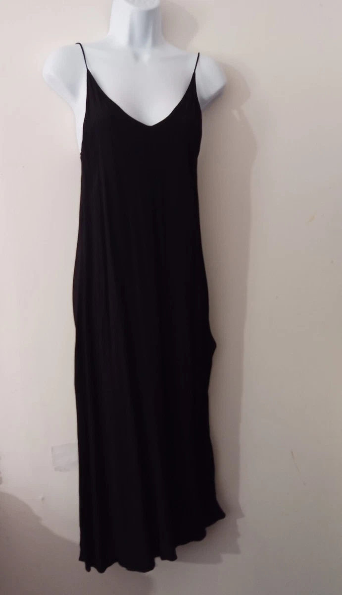 Aritzia Wilfred Free Dress Womens XXS Black Maxi Spaghetti Strap Shift Summer